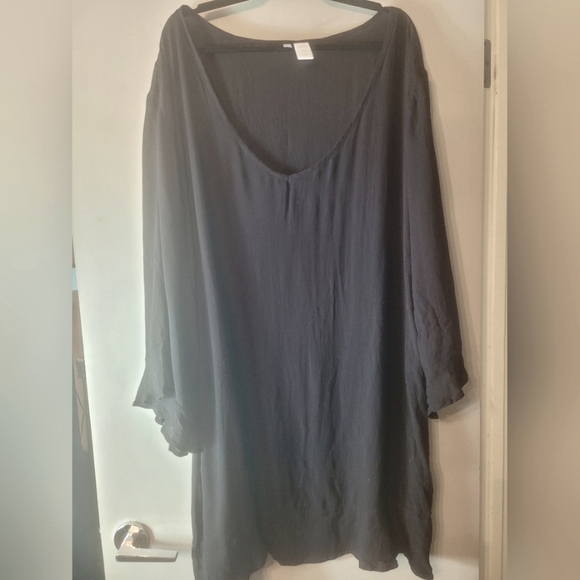 Anne Cole Flounce V-Neck Tunic Cover-Up Size 22/24  Black - Picture 4 of 5
